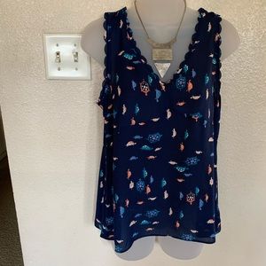 Anthropologie Maeve navy blouse